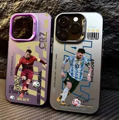 メッシ　ネイマール レーザーエフェクト iPhone　16promax ケース 　サッカー超スターシリーズ、専用デザイン、カラフルな保護ケース