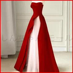 25年新作 新品未使用 シンプルオシャレなバイカラー ベアイブニングドレス