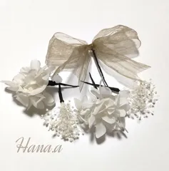 ドライフラワー リボン 髪飾り フォト  前撮り 結婚式  お呼ばれ 卒業式
