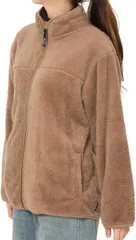 Y's factory もこもこ ボア フリース ジャケット レディース ブルゾン コート 前開き ジップアップ 長袖 立ち襟 アウター アウトドア 秋冬 保温 防風(ココア,  M)