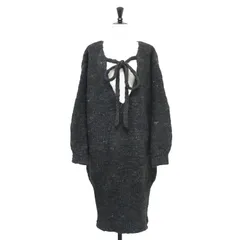 enrica エンリカ ワンピース ダークグレー サイズ:FREE | 24秋冬 ウール ローゲージ ニット ワンピース | プルオーバー Vネック ミディ丈 長袖 オーバーサイズ | トップス セーター ドレス | 日本製【レディース】【中古】