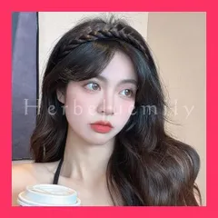 【スタッフおすすめ！】[Herbeluemily] カチューシャ 三つ編み 三編み ヘアバンド ヘアアレンジ 簡単 ヘアアクセ 髪飾り 可愛い ブラック