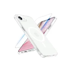 Hensinple iPhone 16e ケース 2025【MagSafe対応・ガラスフィルム付き】アイフォン16eケース 透明 耐衝撃 黄ばみなし iPhone 16e カバー 滑り止め ストラップホール 指紋防止 マグネット搭載 マグセーフ対応 iPh 0