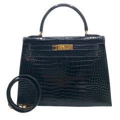 エルメス HERMES ケリー28 外縫い ◯W刻 ブラック/GD金具 ポロサス レディース ハンドバッグ