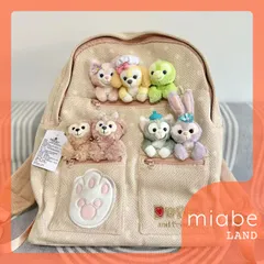 Group B｜10-15営業日国内倉庫発送｜上海ディズニー公式グッズ専門 miabe LAND｜ダッフィー＆フレンズ｜常設｜ダッフィー、シェリーメイ、ジェラトーニ、ステラルー、オルメル、クッキーアン、リーナベル、｜ぬいぐるみ7体付き　リュック　水玉柄　ドット