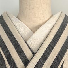 半衿 牡丹の刺繍 コットンレース オフ白 半襟 洗える エンブロイダリー きなり