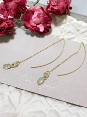 プレシャス　オパール　スリムチェーンピアス｜ゆれる光と繊細な輝き　アメリカンピアス　K16GP仕上げ