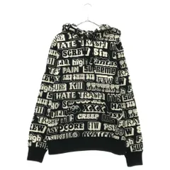 SUPREME (シュプリーム) 17AW × HYSTERIC GLAMOUR Text Hooded Sweatshirt × ヒステリックグラマー テキストプリントスウェットプルオーバーパーカー ブラックのサムネイル