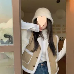 ボア ベスト レディース 秋冬 ボア ジャケット ノースリーブ 裏ボア ジレ アウター 前開き ボアフリース 重ね着　ポケット付き 軽量 ショット丈 厚手 暖か 体型カバー きれいめ 着痩せ おしゃれ カジュアル xzxiaoyun19