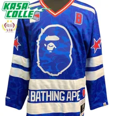 【 BAPE X MITCHELL & NESS （ア ベイシング エイプ® ＆ミッチェルアンドネス）】NHL NEW YORK RANGERS MESH HOCKEY JERSEY L/S TEE　ユニフォーム系ロングTシャツ（ロゴNo.93）サイズM