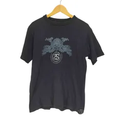 ステューシー Stussy 90s 紺タグ USA製 シングルステッチ INTERNATIONAL フロントプリントクルーネックTシャツ メンズ JPN：L 