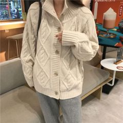 ☆ アイボリー ☆ ニットカーディガン ハイネック mmcdg803b ニット カーディガン ハイネック ニットカーディガン 羽織り 羽織 長袖 厚手 ボタン カジュアル 秋 冬 レディース 婦人服 アウター おしゃれ 防寒対策 通勤 通学