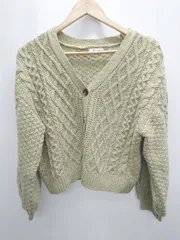 ◇ ⊇ allamanda　アラマンダ 長袖 ニット カーディガン サイズ38 カーキベージュ系 レディース P  【1410160006429】