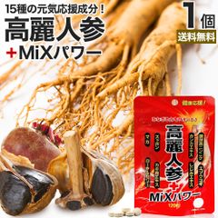 高麗人参＋MiXパワー 120粒 約24-30日分 送料無料 メール便 | 高麗人参 高麗人参サプリ にんじん 朝鮮人参 オタネニンジン エゾウコギ エキス カンカ スッポン マカ サプリ 亜鉛 黒にんにく 黒ショウガ ブラックジンジャー シトルリン