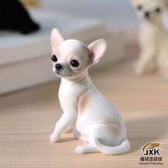 JXK チワワ 可愛い 犬 動物 リアル フィギュア フロック加工 PVC プラモデル プレミアム 大人のおもちゃ 模型 6cm級 オリジナル スタチュー 塗装済 完成品 犬好き 誕生日 プレゼント 置物 (JXK2034B)