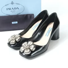 【箱付き&レア】PRADA プラダ フラワーモチーフ ブーティーパンプス Yahoo!オークション -「プラダ フラワー」(靴) (プラダ)の落札
