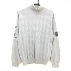 フィラゴルフ タートルネックセーター ライトグレー×グレー 身頃アーガイル ウール混 ニット メンズ L ゴルフウェア FILA GOLF