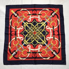 2504-198｜美品｜エルメス カレ 90 スカーフ シルク ブラウン