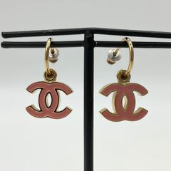 CHANEL シャネル ココマーク ピアス 両耳用 ゴールド ピンク GP 【中古】Aランク　5_292