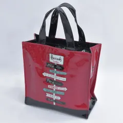 Harrods ハロッズ トラベルデザイン PVC トートバッグ エナメル 道路標識 ロンドン バイカラー 赤 黒 ヴィンテージ ビンテージ ヨーロッパ古着 ユニセックス