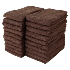 GamachaTowel 全22色 フェイスタオル【 カカオ 20枚セット 】 キッチンや洗面所の手拭きに 使い勝手の良い薄手タオル 綿100％ 肌に優しく吸水速乾 約65g 普通サイズ(カカオ)