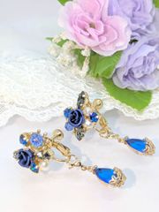 ローズ＆パールティアドロップ ２-way  イヤリング