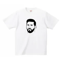 リオネル メッシの顔 Tシャツ 【名入れ可】サッカー アルゼンチン代表 / イラスト ファッション サッカー選手 偉人 ドロT プリント 印刷