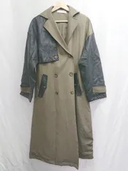 ◇ ⊇ ◎ Bou Jeloud ブージュルード フェイクレザー 切替 長袖 トレンチコート サイズM カーキ ブラック レディース P  【1409090047879】のサムネイル