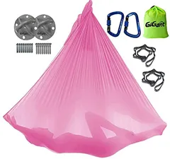 GiGant ギグアント 公式 エアリアルヨガ 専用 ハンモック フルセット 5ｍx2.8ｍ 空中 ヨガハンモック エクササイズ エアロヨガ フィットネス 国内正規品( パステルピンク)