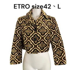 美品　エトロ　ETRO ベロア花柄　ショート丈　ジャケット　42、L、11号　レディース　S5O271のサムネイル