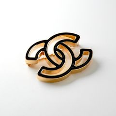 シャネル CHANEL ブローチ コサージュ ゴールド ブラック ココマーク