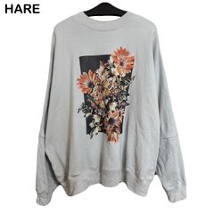 HARE ハレ フラワープリント 花柄 ドルマンスウェット マルチカーディガン メンズ レディース グレー Mサイズ