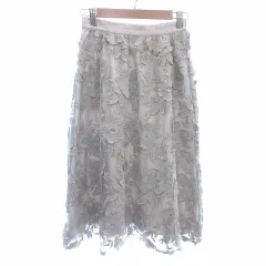 エージーバイアクアガール AG by aquagirl フレアスカート ロング チュール 刺しゅう 花柄 S グレージュ /YK