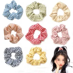 【新着商品】格子縞 ボリューム 8個セット ヘアゴム ヘアバンド 人気 おしゃれ 髪ゴム ガールズ ヘアアクセサリー 静電気防止 大人っぽい シュシュ プレゼント シンプル nalaina 可愛い 髪飾り