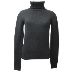 ドルチェ&ガッバーナ ドルガバ DOLCE&GABBANA 長袖 ニット セーター タートルネック 厚手 ヴァージンウール 38 日本サイズS相当 黒 ブラック ■GY09 X