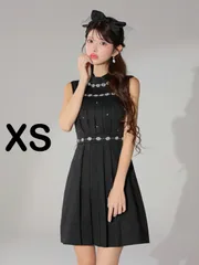 ブラックXS  [fm3322-P-2401] 【ROBE de FLEURS/ローブドフルール】スプリングツイード/ ビジュー/ ノースリーブ/ フレア/ ミニドレス/ キャバドレス[OF2] [fm3322-P-2401]