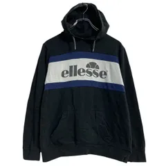 ellesse ロゴスウェット パーカー レディース XS 程 ブラック ネイビー エレッセ 裏起毛 プルオーバー 古着卸 アメリカ仕入 a611-6126のサムネイル