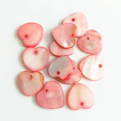 天然シェルパーツ ハート型 12個入 ピンク [№ 103PK] 貝 海 カラフル レインボー プレート チャーム アクセサリー ハンドメイド資材 パーツ屋