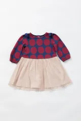 whip cream/ドット柄JQチュール切替ワンピース 新品子供服90 キッズ 女の子のサムネイル