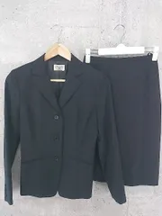 ◇ Aylesbury アリスバーリー バックジップ 膝丈 シングル 3B スカート スーツ 上下 セットアップ 7 ブラック * 1002799407946