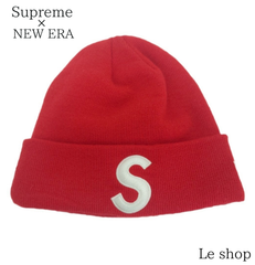 Supreme×New Era シュプリーム×ニューエラ ビーニー ニット帽 Sロゴ 赤 レッド メンズ 中古