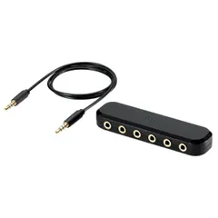 【新品・7営業日以内発送】エレコム ELECOM EHP-35AD05BK イヤホンジャック マルチイヤホンスプリッター 5分配 φ3．5mm 4極 ミニジャック×6 通話 ブラック EHP35AD05BK【沖縄離島販売不可】