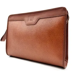 ✨良品✨ BURBERRY バーバリー クラッチバッグ セカンドバッグ ハンドバッグ 小物入れ シャドーホース ノバチェック ロゴ型押し シボレザー ユニセックス レディース メンズ ブラウン 茶色