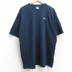 XL/古着 リーボック 半袖 ビンテージ Tシャツ メンズ 00s ワンポイントロゴ 大きいサイズ コットン クルーネック 紺 ネイビー 25aug13 中古
