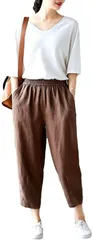 1/2style ニブンノイチスタイル 可愛い ゆったり ゴム アジアン ジョガー パンツ レデイース 茶( ブラウン,  M)