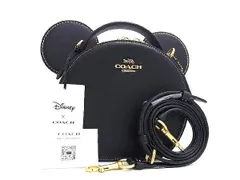■新品同様■ COACH コーチ CM194 ディズニー コラボ ミッキーマウス レザー クロスボディ ショルダーバッグ ブラック系 BJ1062 