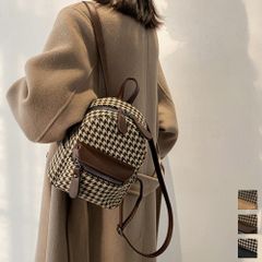  ミニリュックサック 千鳥格子バックパック 千鳥柄鞄オルチャン リュック通学女子 軽量小さいカバン