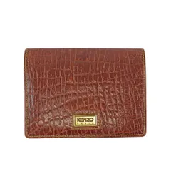 【天白】【KENZO】ケンゾー 2つ折り財布 クロコ型押し ブラウン 茶色 ゴールド金具 財布 ウォレット メンズ ユニセックス お財布【中古】のサムネイル