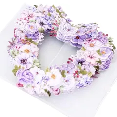 moin moin メッセージ カード グリーディングカード (ミニカード + 封筒 セット) ポップアップ バラ ローズ アネモネ 紫 白 ピンク ハート リース 花束 蝶 花 フラワー 立体 飛び出す 3D ギフト 誕生日 記念日 プレゼント 2412me