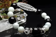 金運向上 「八眼天珠」魔除けモリオン×翡翠 当店オリジナルブレス パワーストーン 天然石 _A1113